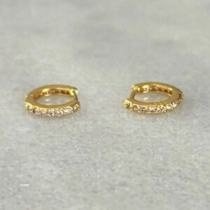 Gold Crystal Pave Small Huggie Hoop Earrings 

Brand New